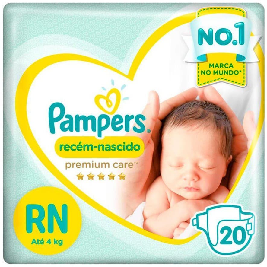 Fralda Pampers Recém Nascido Premium Care RN (Até 4kg) com 20 Unidades