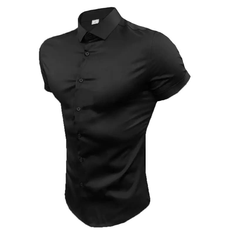 Camisa Social Preta Slim Luxo Moderna Slim Fit Premium