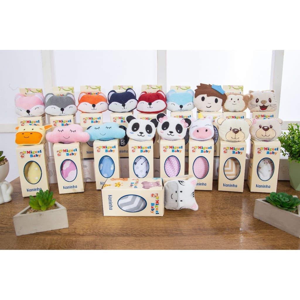 KIT 20 NANINHAS OU PANINHO CHEIRINHO ANTI ALÉRGICO PARA BEBÊ DE BICHINHO COM PORTA CHUPETA TUDO A PRONTA ENTREGA 100% ALGODÃO VÁRIOS MODELOS DE BICHINHOS DIVERSOS MELHOR PREÇO PROMOÇÃO FULL ATACADO DIVERSAS CORES NUVEM