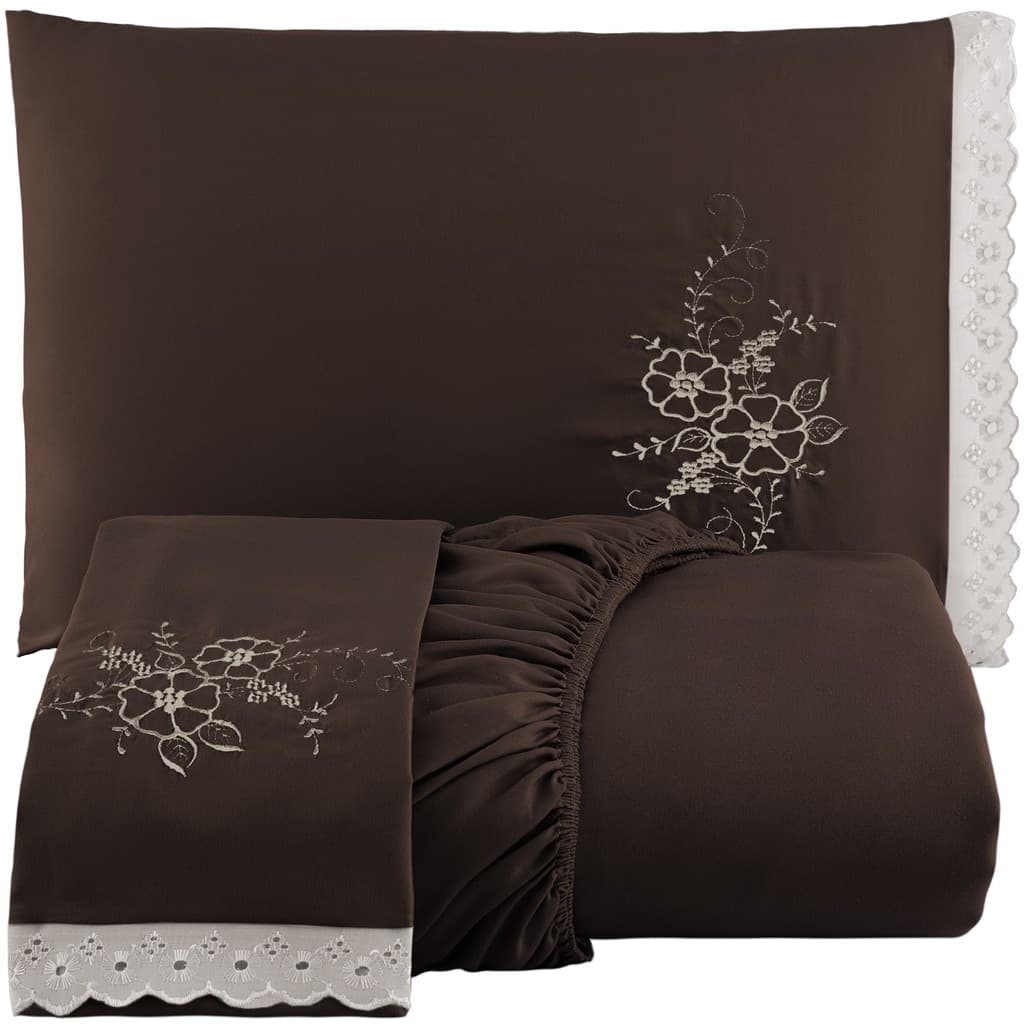 Jogo De Cama Casal Queen Bordado 3 Peças Macio Confortável Elegante Enxoval Cama Premium