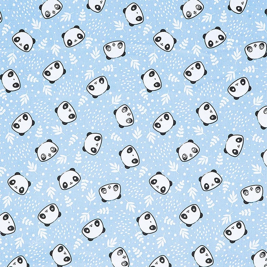 Tecido Para Patchwork Panda Azul Corte 1,50m x 0,50m -Wp Connect
