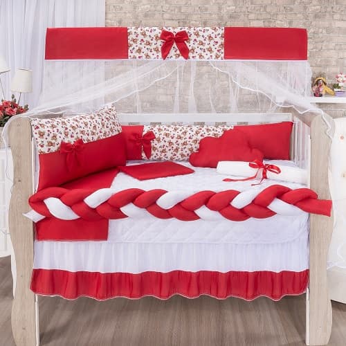 Kit De Berço Trança Americano Enxoval 11 Peças Menina Enxoval Maternidade