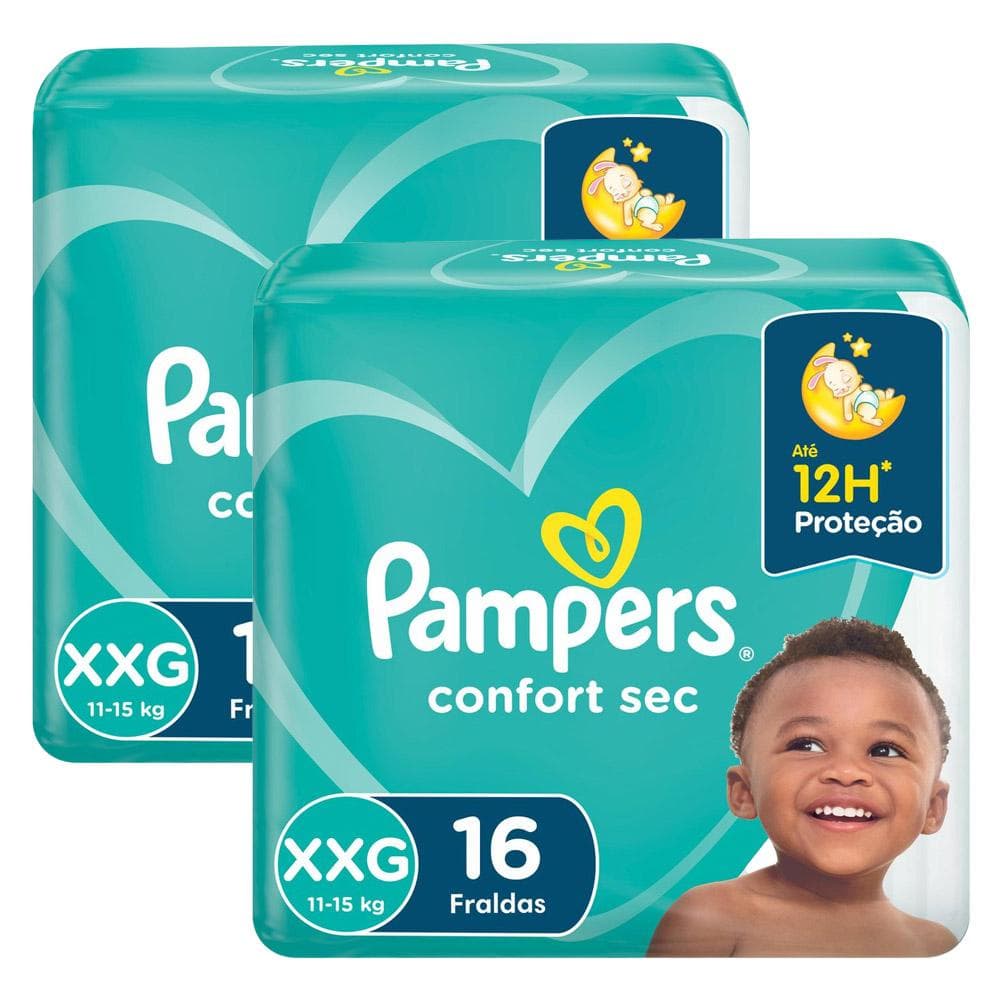 Kit Fralda Pampers Confort Sec XXG 32 Unidades