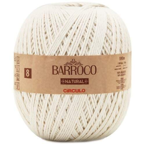 Barbante Barroco NATURAL Fio N° 8 Círculo 700 gramas para Crochê, Tricô e Amigurumi