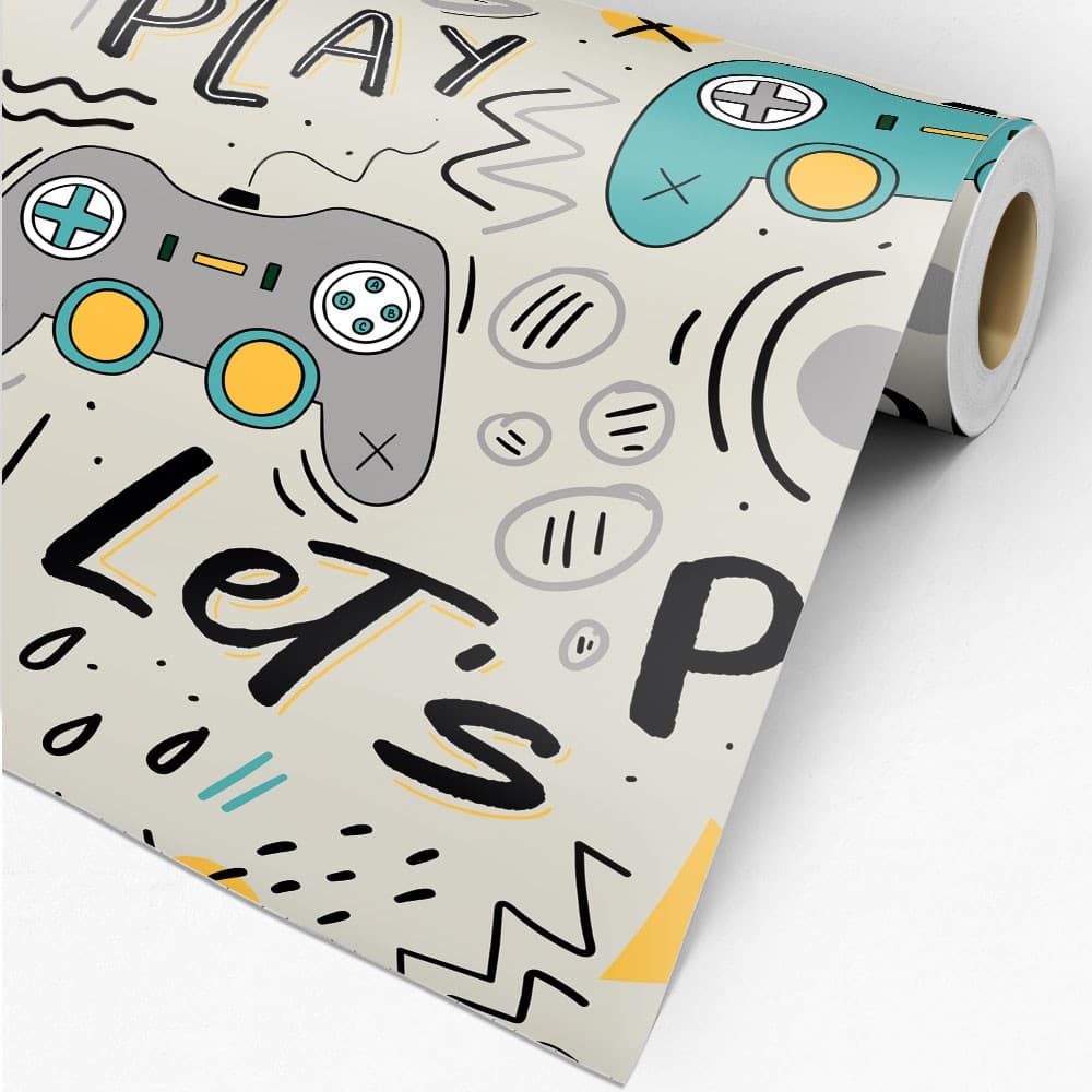 Papel de Parede Gamer Controle Video Game Teen Menino Quarto Play Games Adesivo Lavável