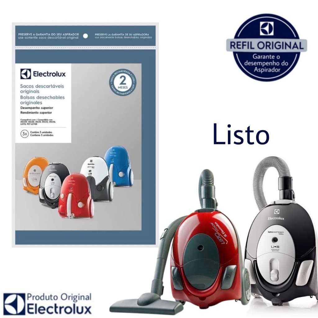 Kit 3 Sacos Aspirador de Pó Electrolux Original - Listo (SBENE)