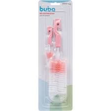 Kit Escova Mamadeira (Branco e Rosa) 2 Peças - Buba - Enxoval de bebê - escova de mamadeira