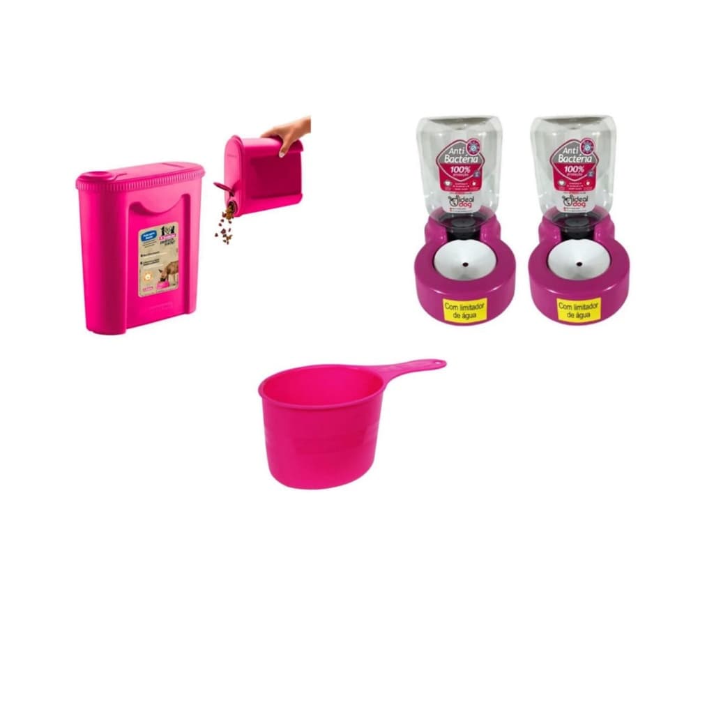 BEBDEDOURO+MEDIDOR DE RAÇÃO+PORTA RAÇÃO -CACHORRO E GATOS REF 28