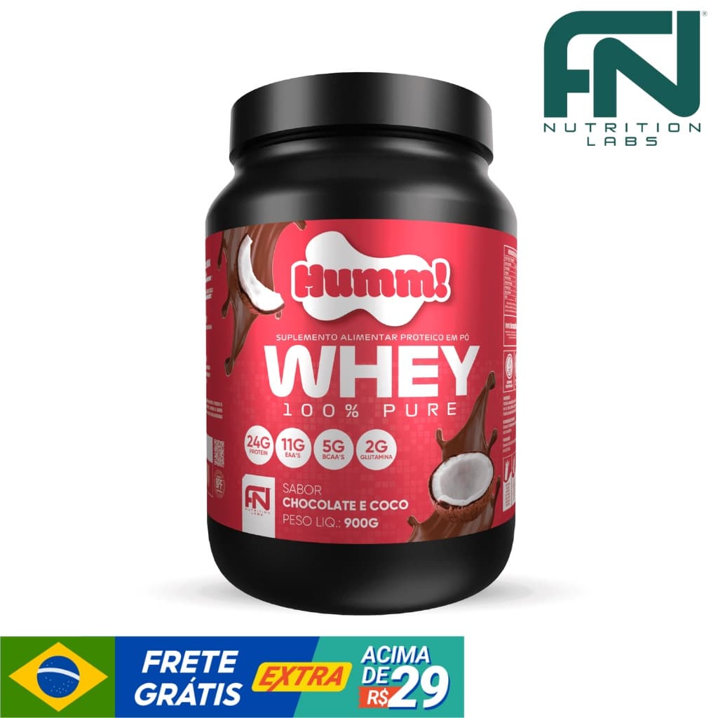 Whey Protein 100% Humm Force Nutrition Labs Chocolate e Coco Aprovado Laudo Pureza