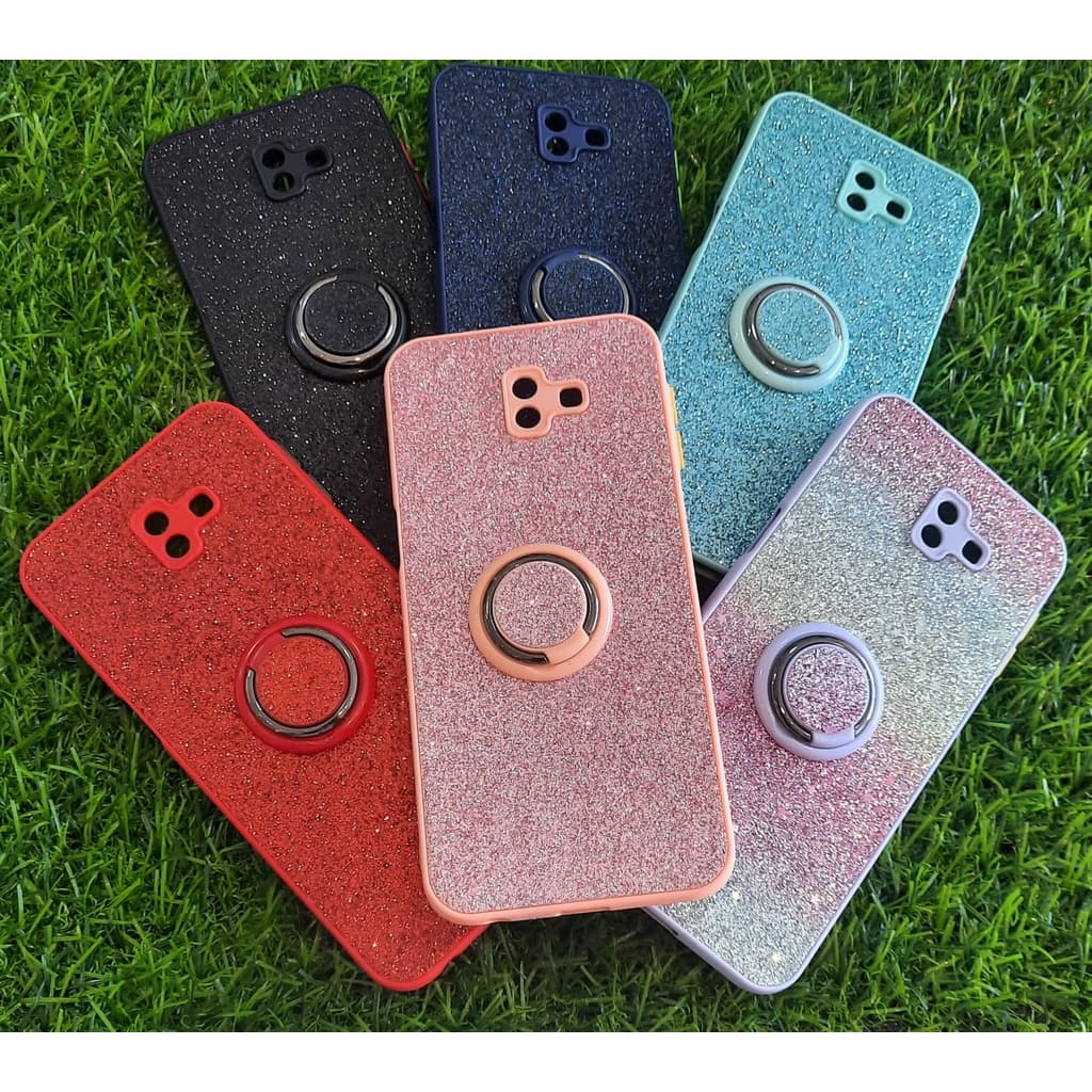 Capa capinha p/ samsung galaxy j6 plus brilho Capa capinha p/ j6 plus com suporte de dedo Capa capinha p/ j6 plus com proteção de câmera