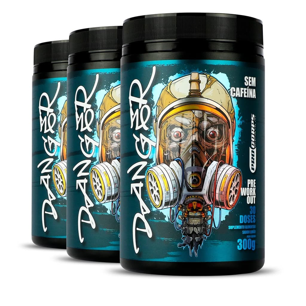 3 Pré treino Danger - Preworkout sem cafeína - Pro corps