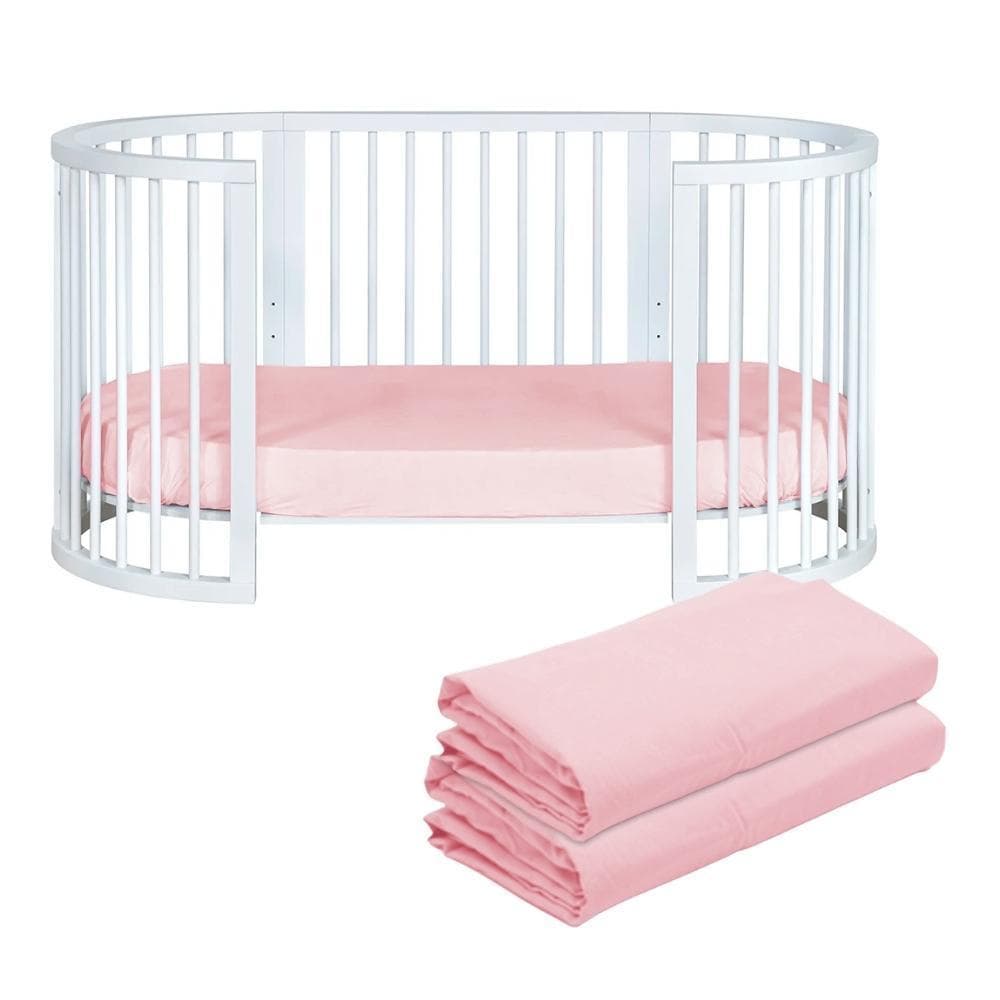 Kit 2 Lençóis de Elástico Berço Crescer Fase 2 Oval 138cm x 68cm Rosa Arrumadinho Enxovais