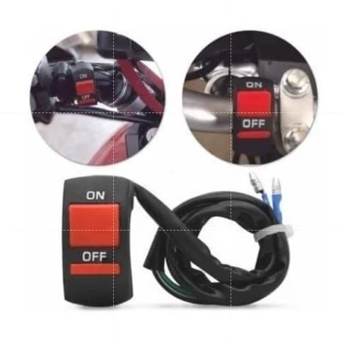 Botão auxiliar universal para moto Liga/desliga Interruptor Farol Guidão Moto