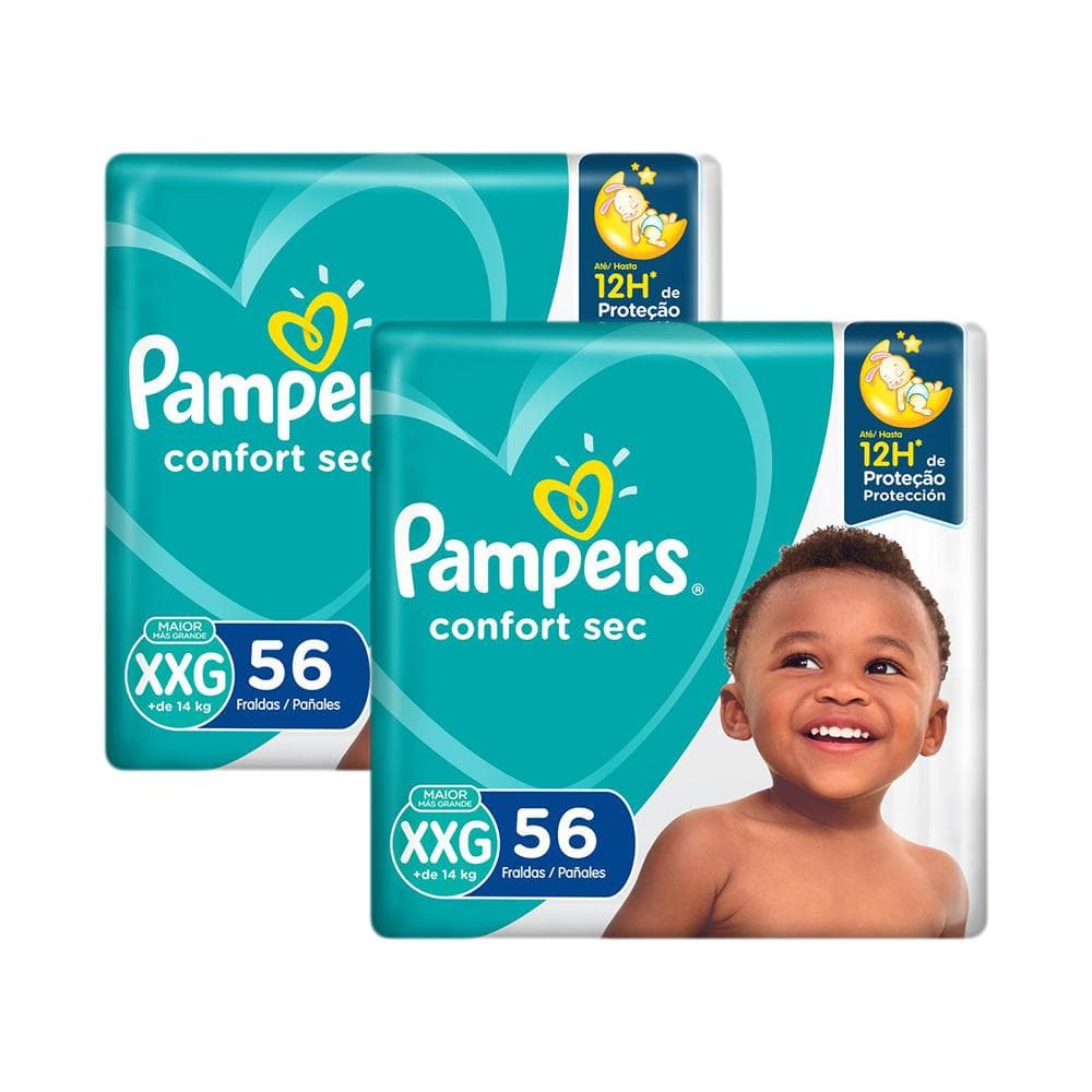 Kit Fralda Pampers Confort Sec Super Tamanho XXG com 112 Tiras