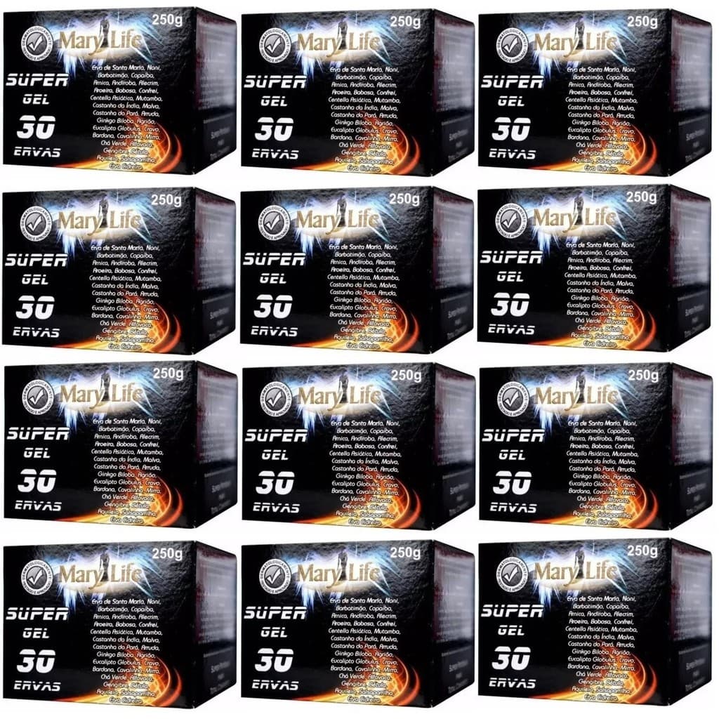 Kit 12un Super Gel Massageador 30 Ervas 250g - Mary Life