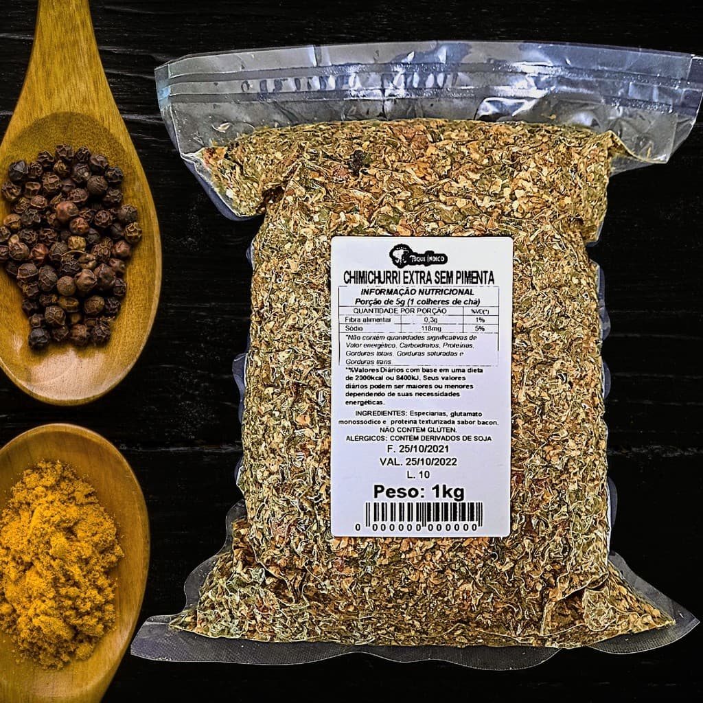Tempero Chimichurri Sem Pimenta (1Kg) Tempero Solto para Carnes, Molhos e Saladas - Toque Índico