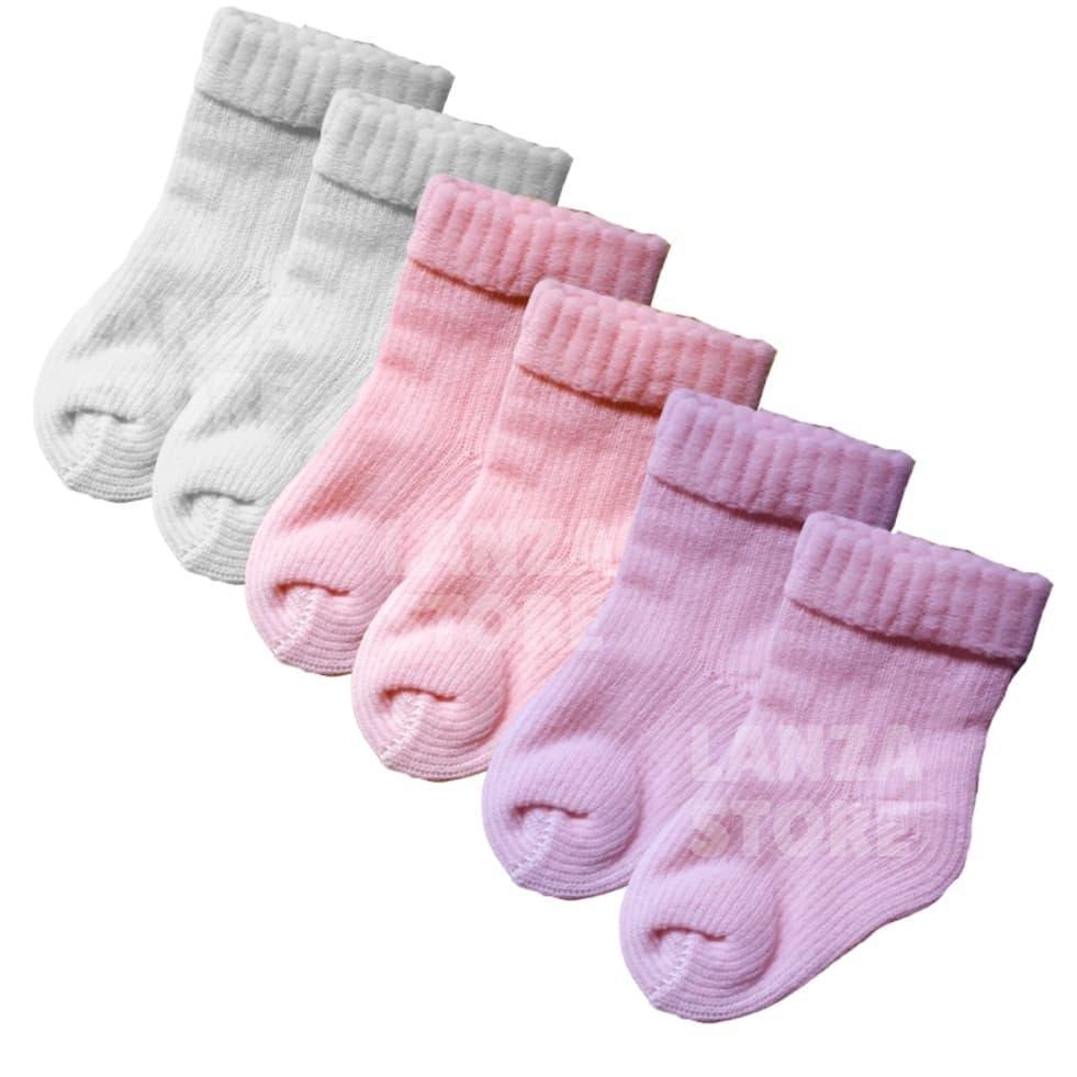 Kit 03 Pares de Meias Bebê RN Recém Nascido Essencial para Enxoval Saída Maternidade 0 a 10 Meses