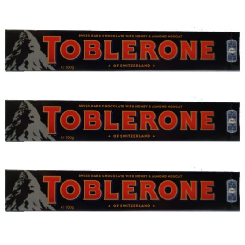 Kit 3 Chocolate Toblerone Amargo C/Amendoas Importado 100Gr