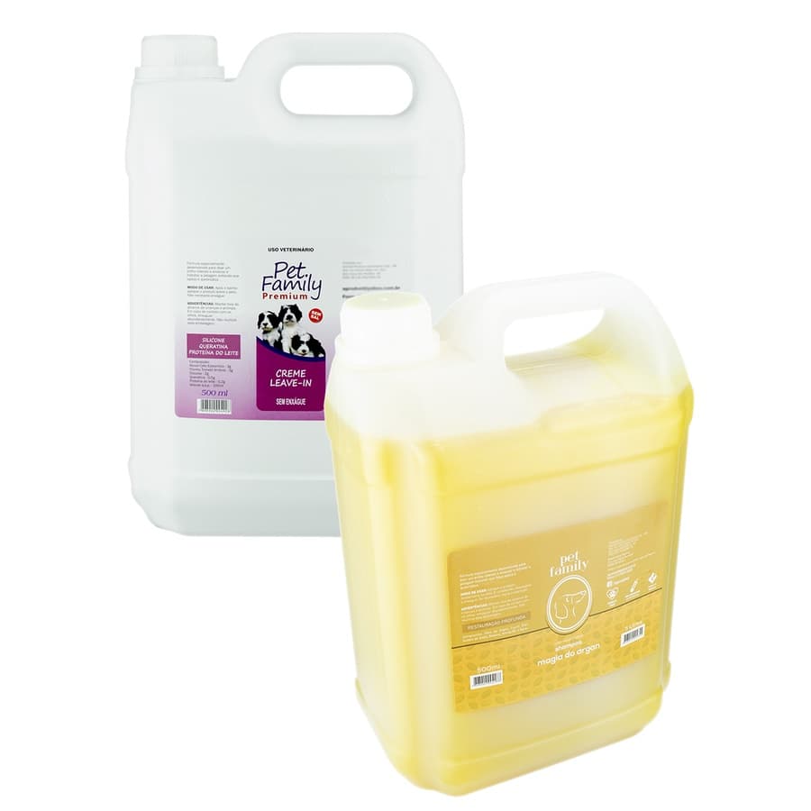 Kit Shampoo Pet Magia do Argan + Leave-in Desembaraçador de Pelos 5 L Profissional Para Cães E Gatos
