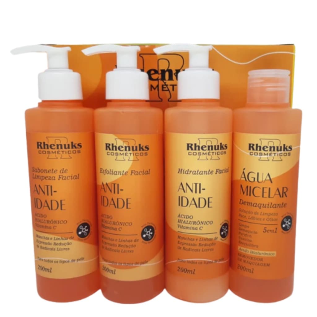Kit Skin Care Facial Anti idade Rhenuks 4 Produtos