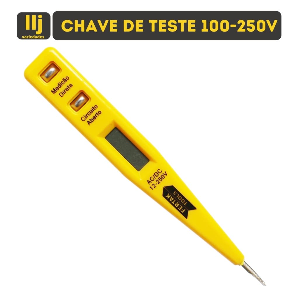Caneta Chave Teste Detector de Tensão Corrente Voltagem 12 a 250v Digital Eletricista