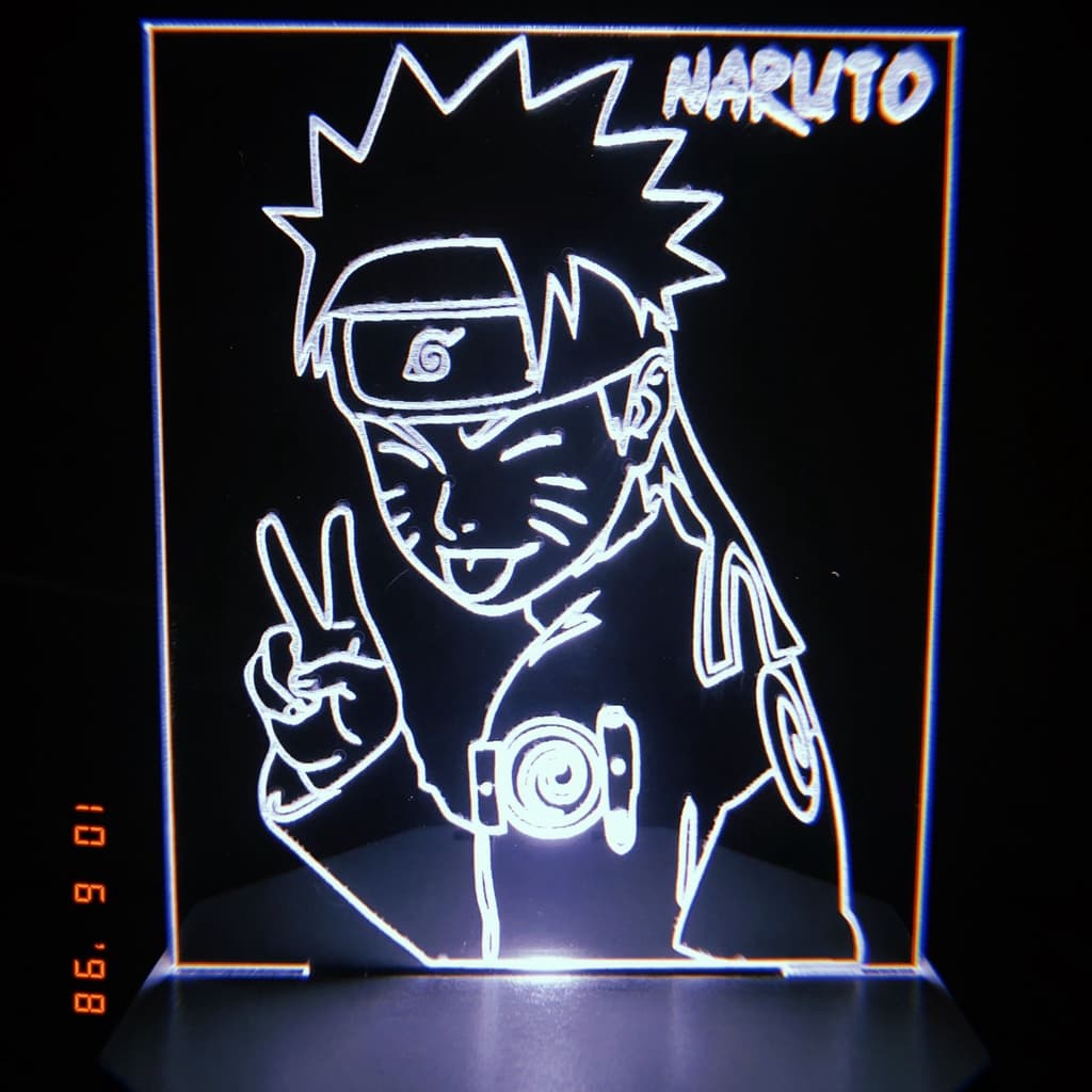 Luminária Led em Acrílico Naruto Shippuden Anime - Led Branco ou Colorido