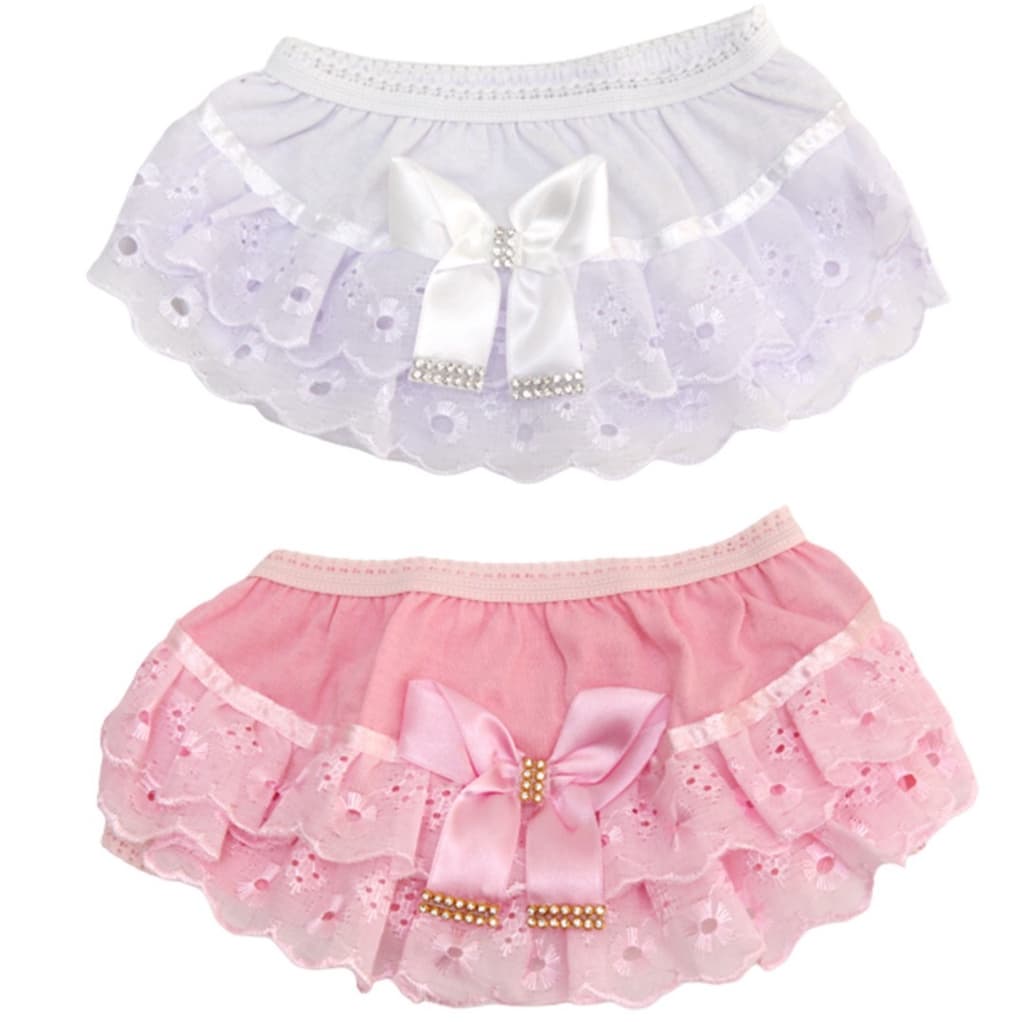 Kit 2 Calcinha Infantil Bunda Rica Babado Bebê Tapa Fralda - Recém Nascida