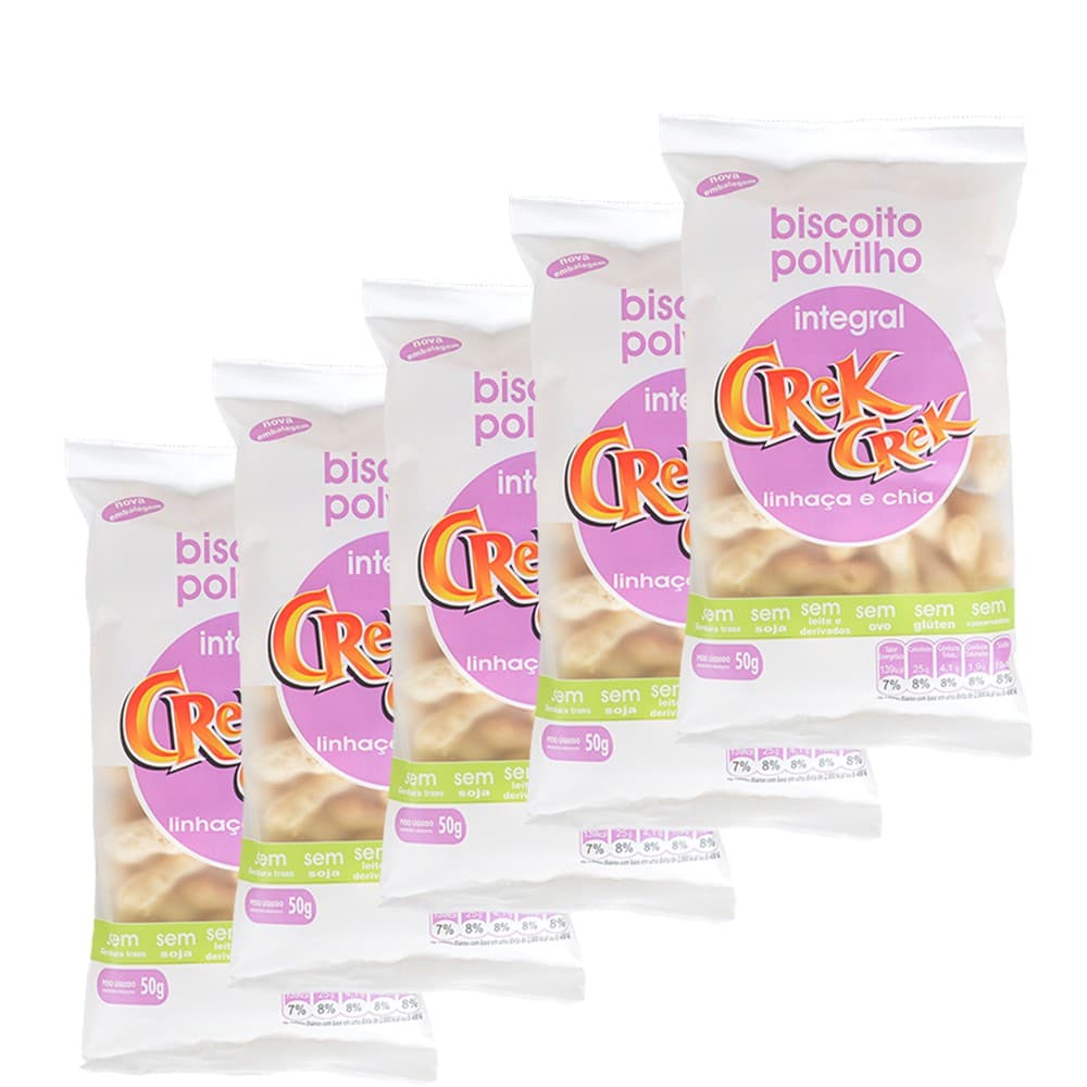 Kit 5 Biscoitos de Polvilho Vegano Lanchinho Petisco Saudável Sem Glúten Integral Linhaça e Chia