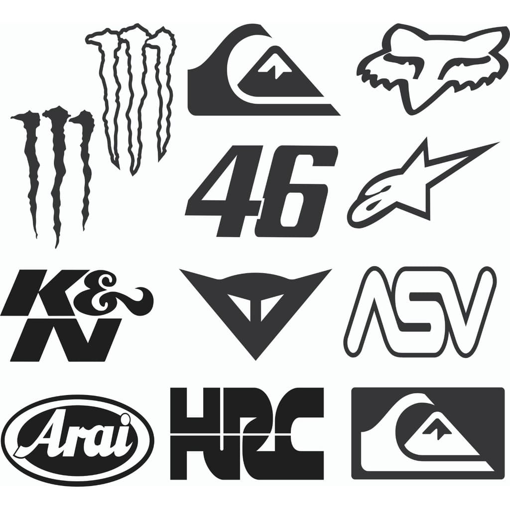 Kit com 12 Adesivos Moto GP Marcas moto parts para motos