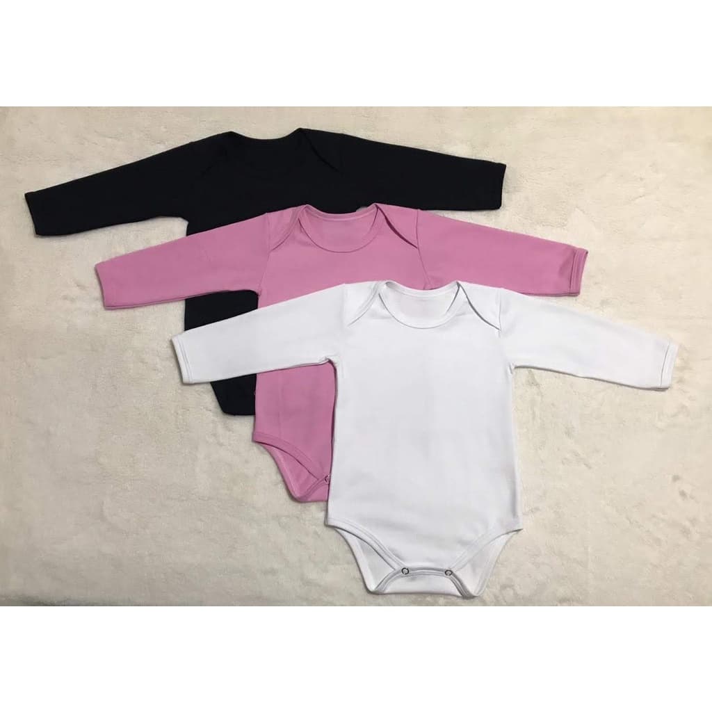 Body Bebê Cotton Manga Longa Liso – Roupa bebê Outono/ Inverno Menino Menina Unissex Neutro