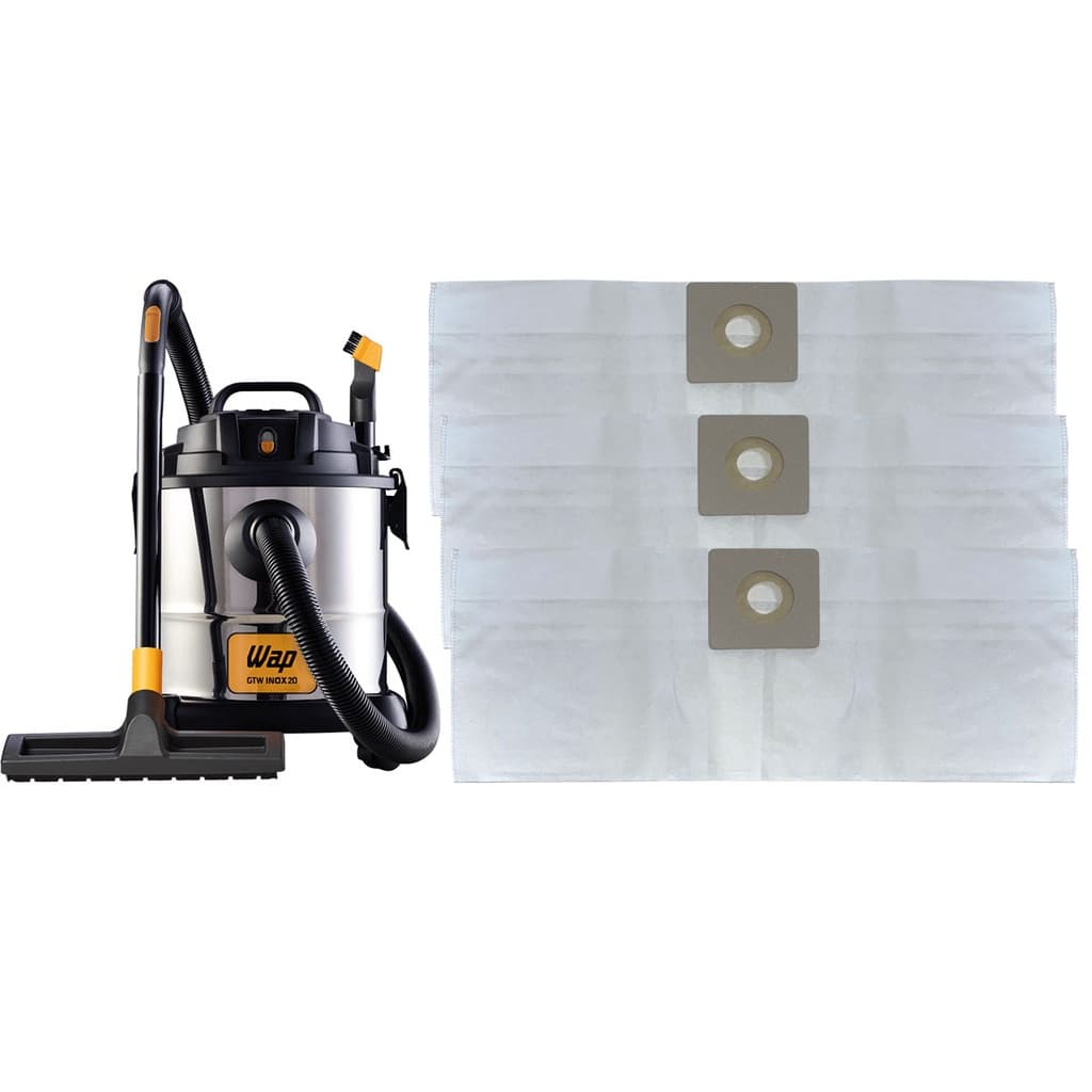 Kit 3 Sacos Descartáveis Aspirador Pó Wap Gtw Inox 20