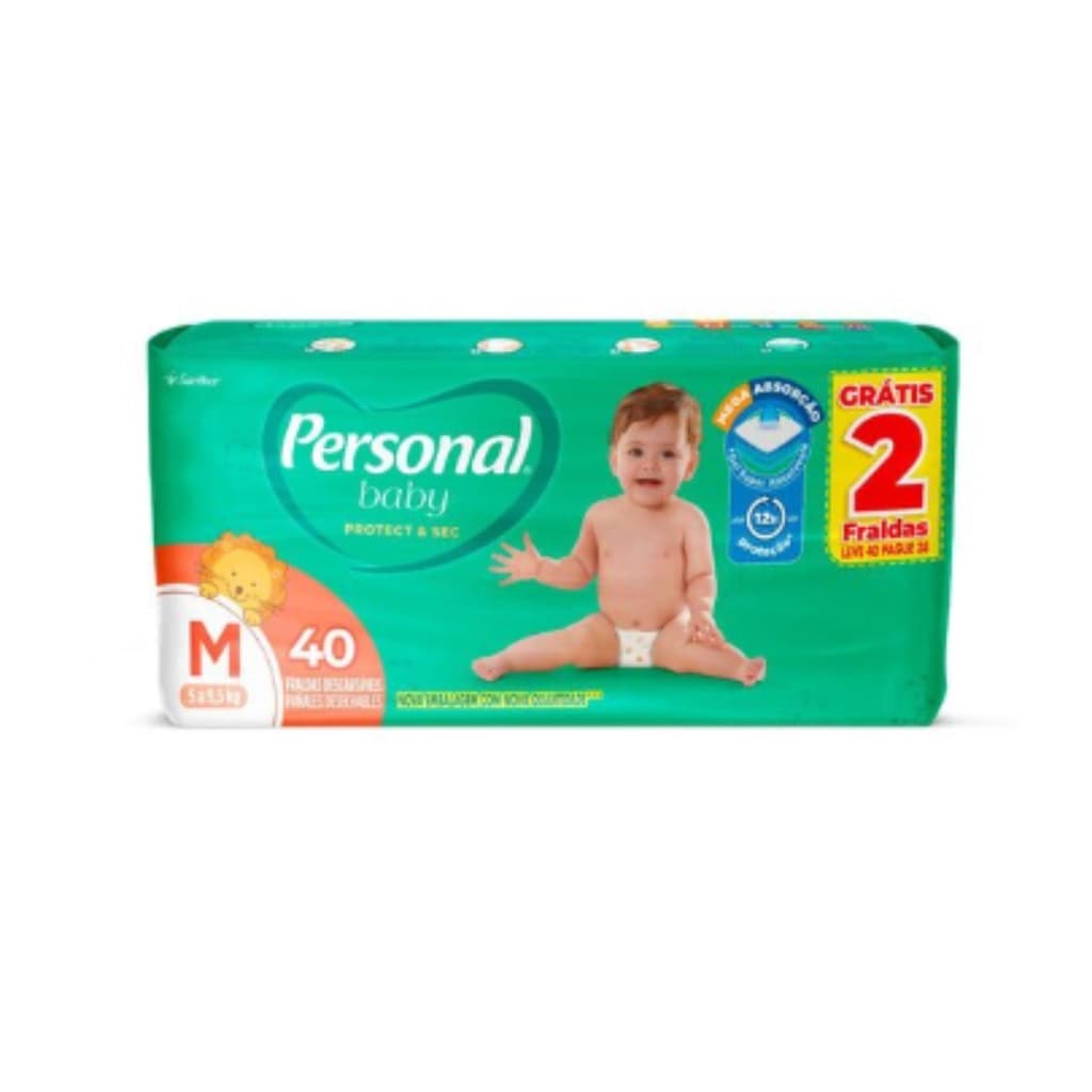 Fralda Descartável na Promoção Personal Baby Protect & Sec - Tam M - 40 Unidades