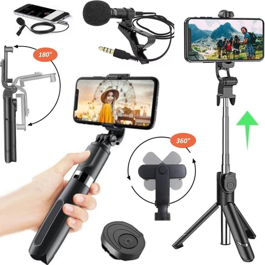 Tripé Bastão Estabilizador com Controle Suporte Para Celular Microfone Foto Vídeo Youtuber Blogueira