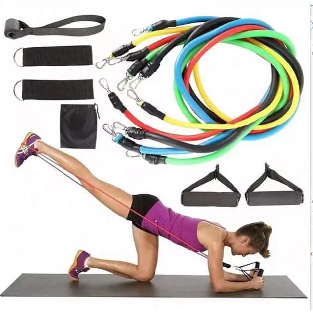 Kit 11 Pçs Elastico Exercicio Bands Para Treino Malhar Musculação Pilates Crossfit Fitness Casa Academia h&n bazar