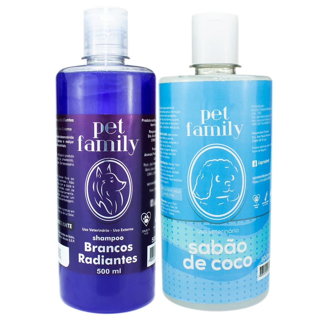 Kit Shampoo Branqueador Pet+ Sabão De Coco Para Cães Gatos 500ml Profissional Matizador Pré-Lavagem