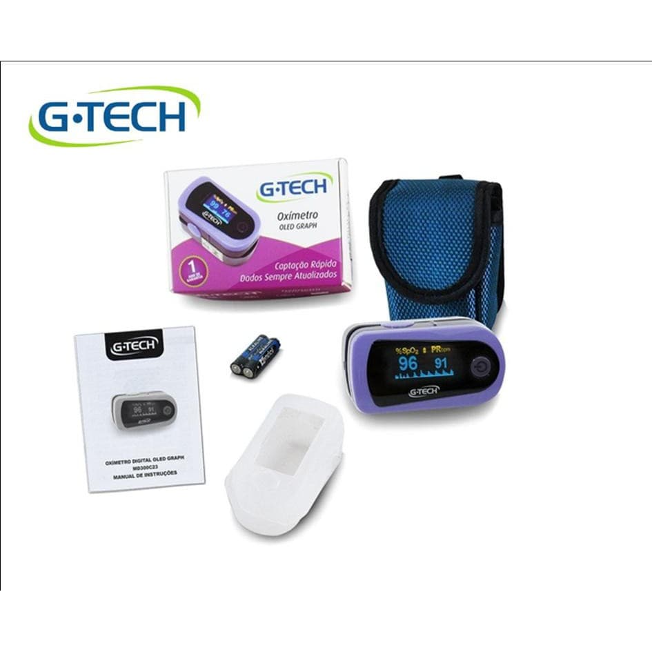 Oximetro de Dedo Oled Graph G-tech + Acessórios de Proteção