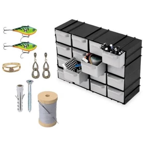 Organizador Modular 16 Gavetas 7001 – Organização Fácil para Ferramentas, Bijuterias e Materiais