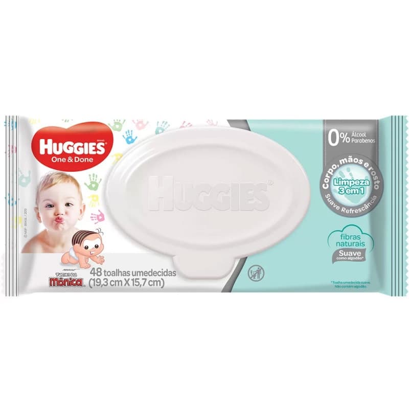 Lenços Umedecidos Huggies Limpeza 3 em 1 com 48 Unidades