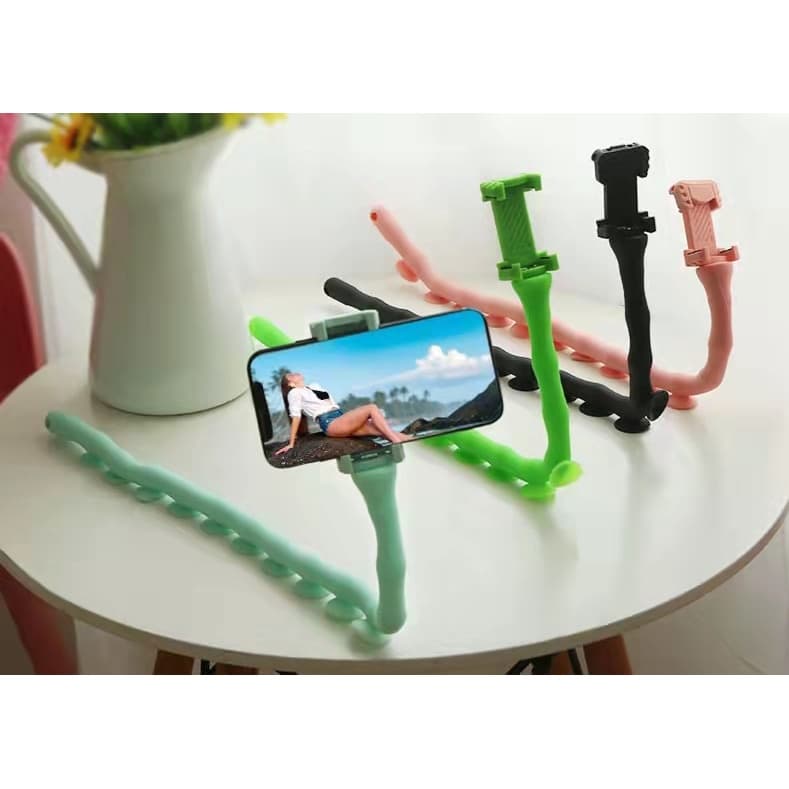 Suporte Porta Celular com Ventosa Estilo Flexível Centopeia para Paredes/Mesas/Carros/Bicicletas/Janelas