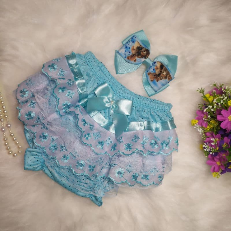 Kit 1 UN Calcinha com Tiara Luxo infantil Tapa Fraldas Bunda Rica