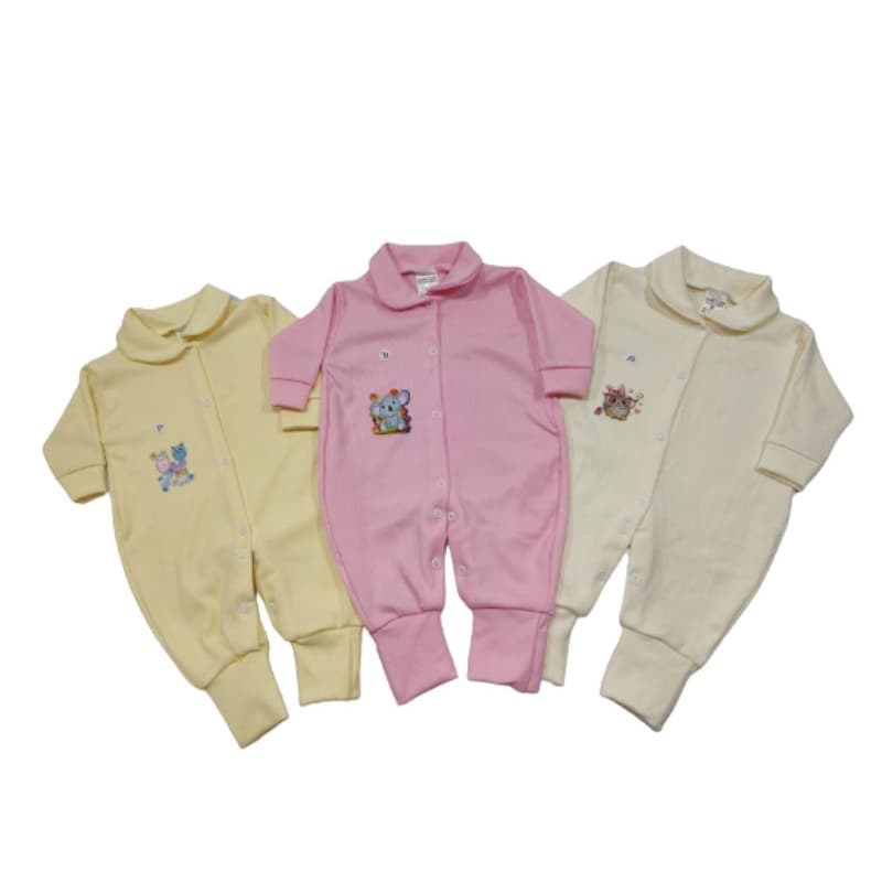 Kit Com 3 Macacoes Canelado Bebe Pé Reversivel Menino Menina Roupas Para Bebe