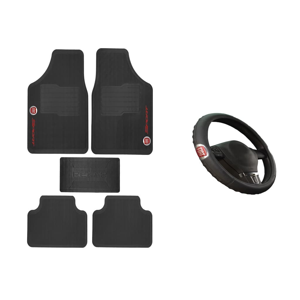 Tapete Automotivo Fiat Borracha + Capa Volante Universal Todos Modelos
