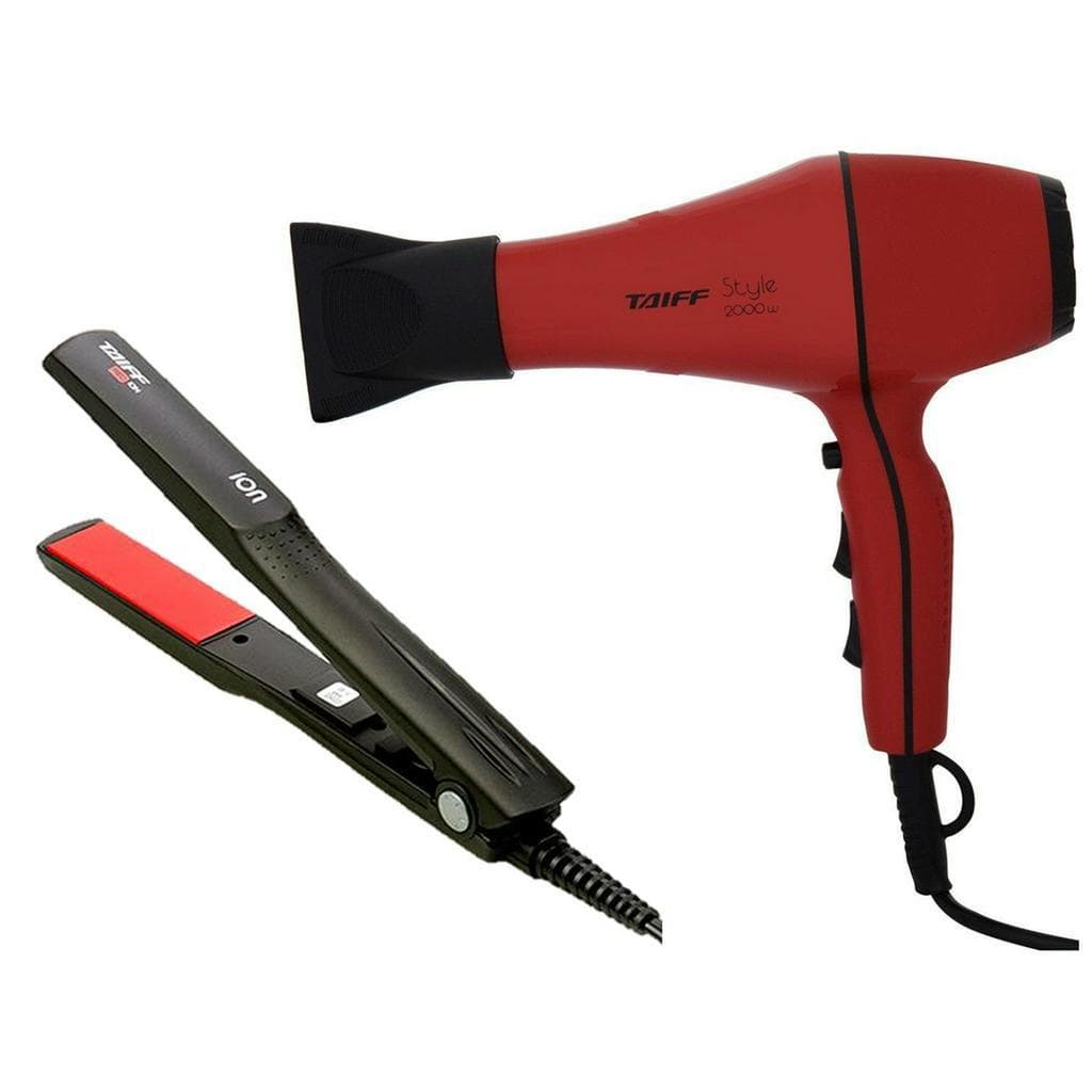 KIT TAIFF - SECADOR PROFISSIONAL STYLE RED 2000W 220V + PRANCHA RED ION 200ºC BIV
