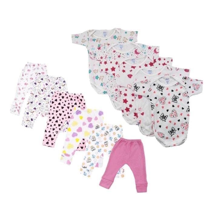 kit enxoval 6 peças Estampado body e Mijão bebê 100% Algodão.