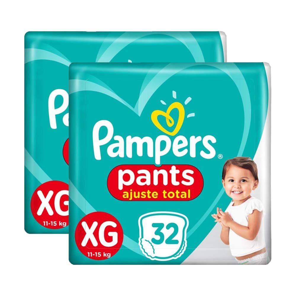 Kit Fraldas Pampers Pants Ajuste Total Mega XG 64 tiras