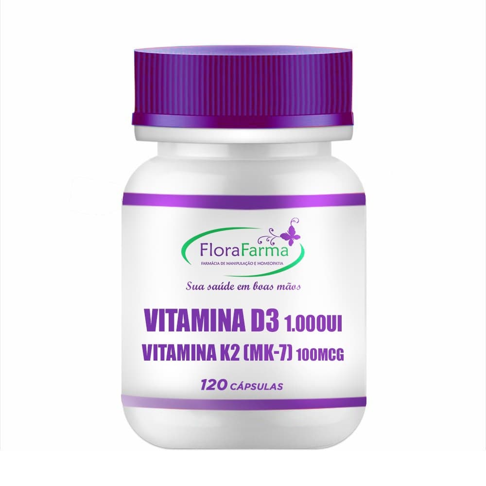 Vitamina D3 1.000Ui+ Vitamina K2 (Mk-7) 100mcg 120 Cápsulas