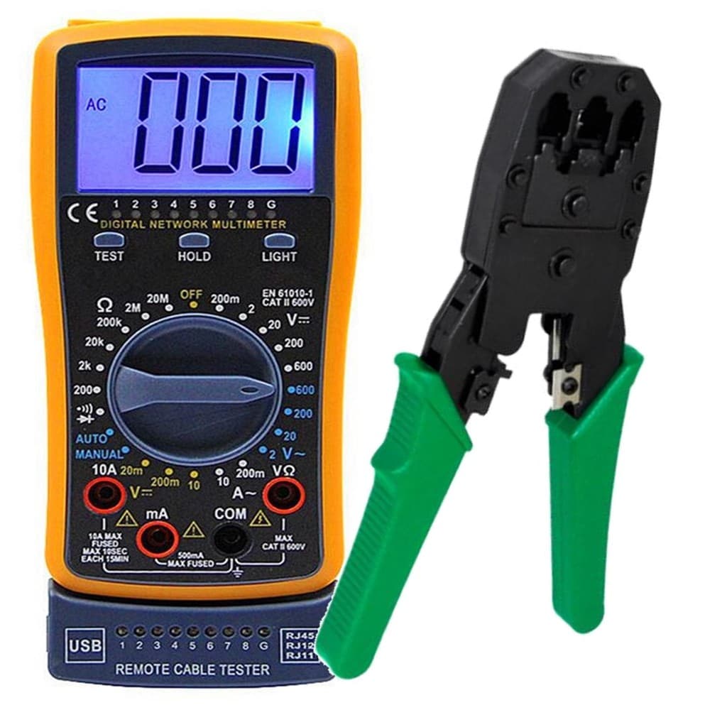 Testador de Cabo RJ45 C/ Multimetro Digital 4300 C/ Alicate Rj45