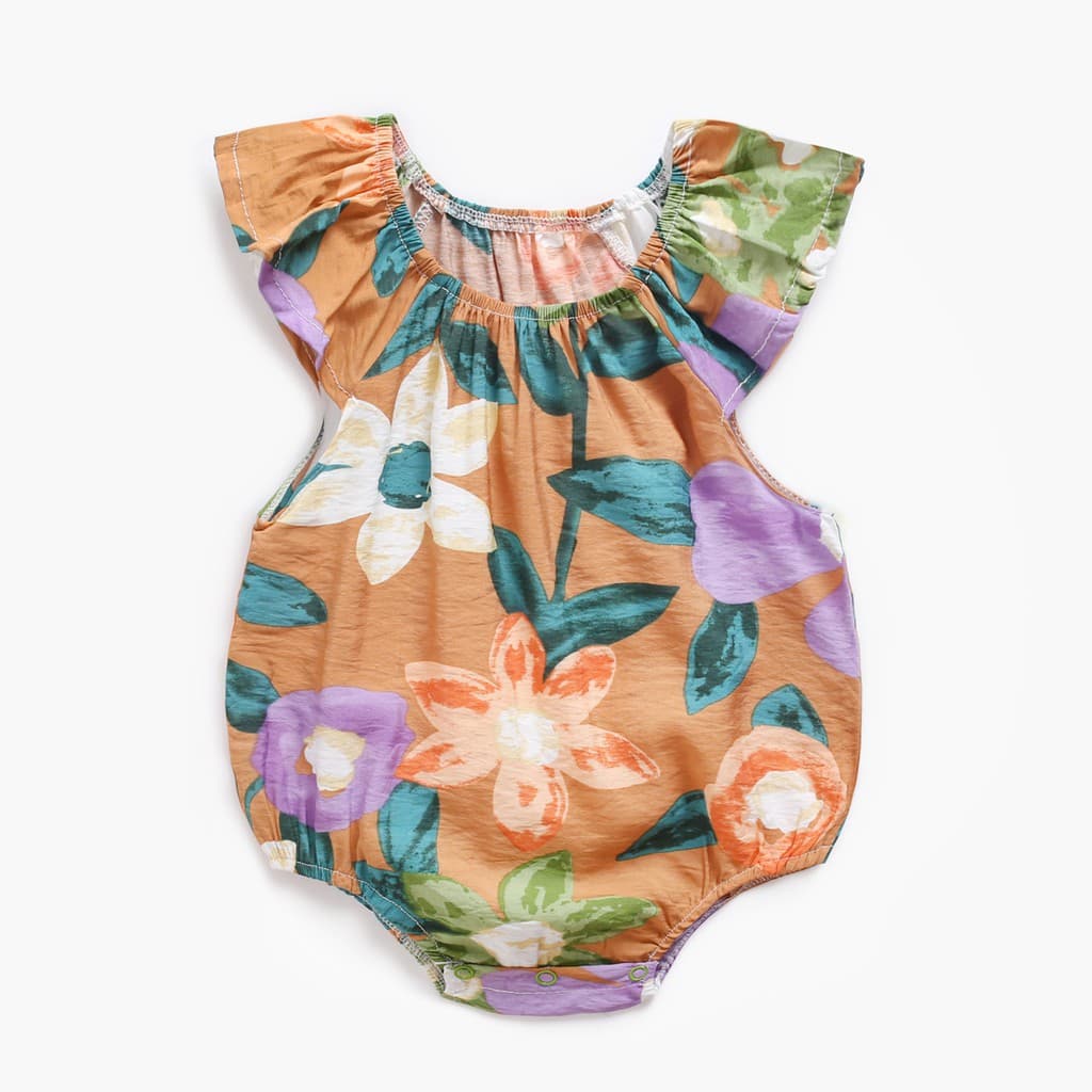 Bodysuits De Algodão Do Bebê Recém-Nascido Roupas De Verão Menina Flor Princesa Roupa Do Bebê Bonito