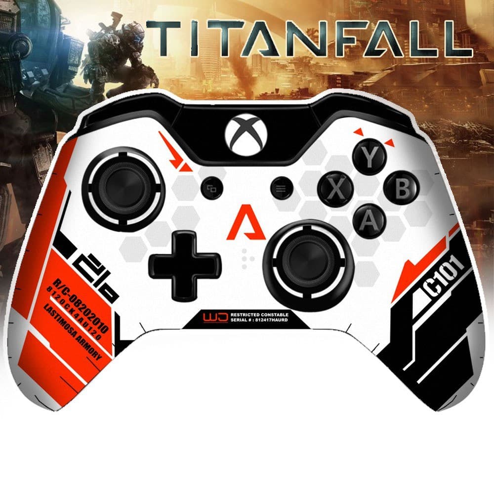 Adesivo para proteção controle de videogame detalhes laranja e branco