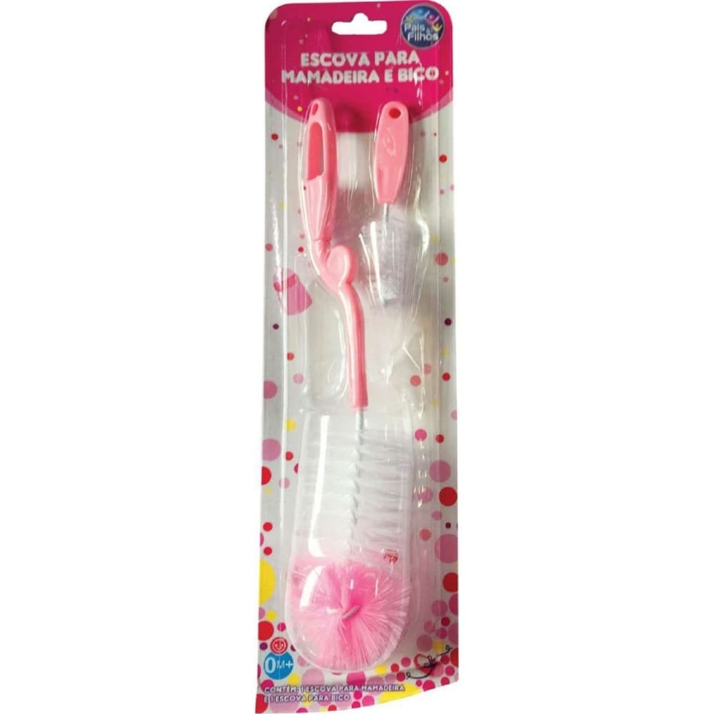 Acessorio Para Mamadeira Escova P/Mamadeira E Bico Rosa Pais E Filhos Blister